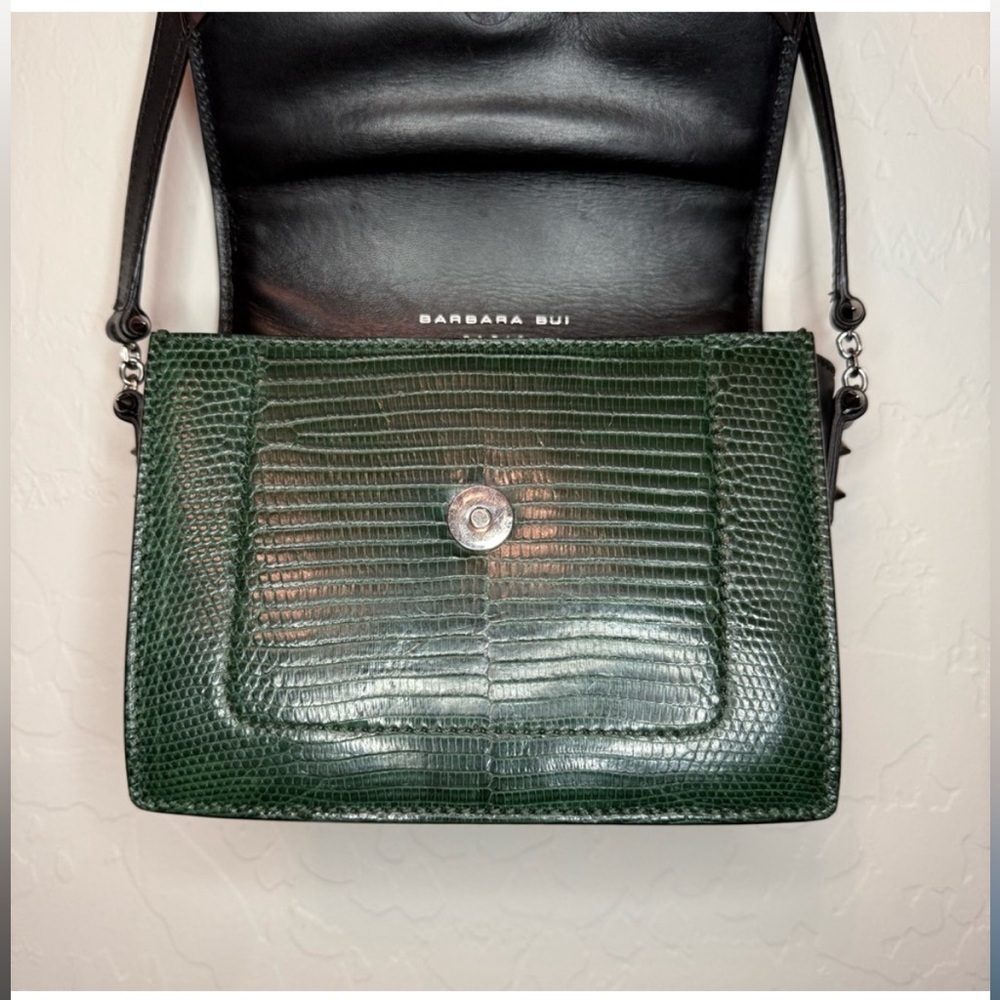 Barbara Bui Green Varanus Salvator Lizard Madness Crossbody Bag One Size - Picture 3 of 9